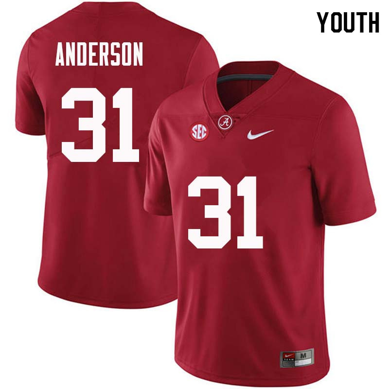 Youth #31 Keaton Anderson Alabama Crimson Tide College Football Jerseys Sale-Crimson